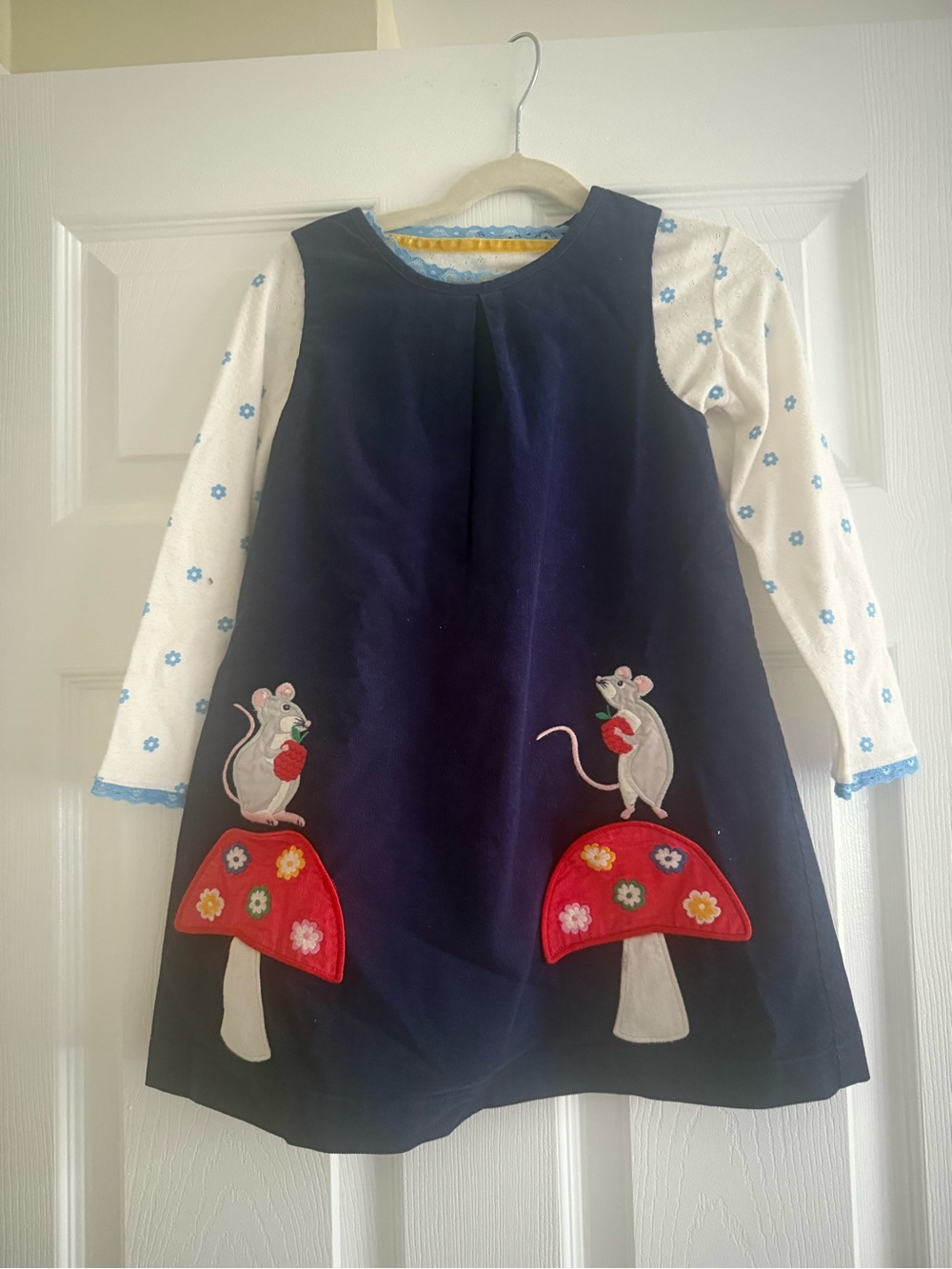 Navy Mouse Appliqué Kids Costume Dress